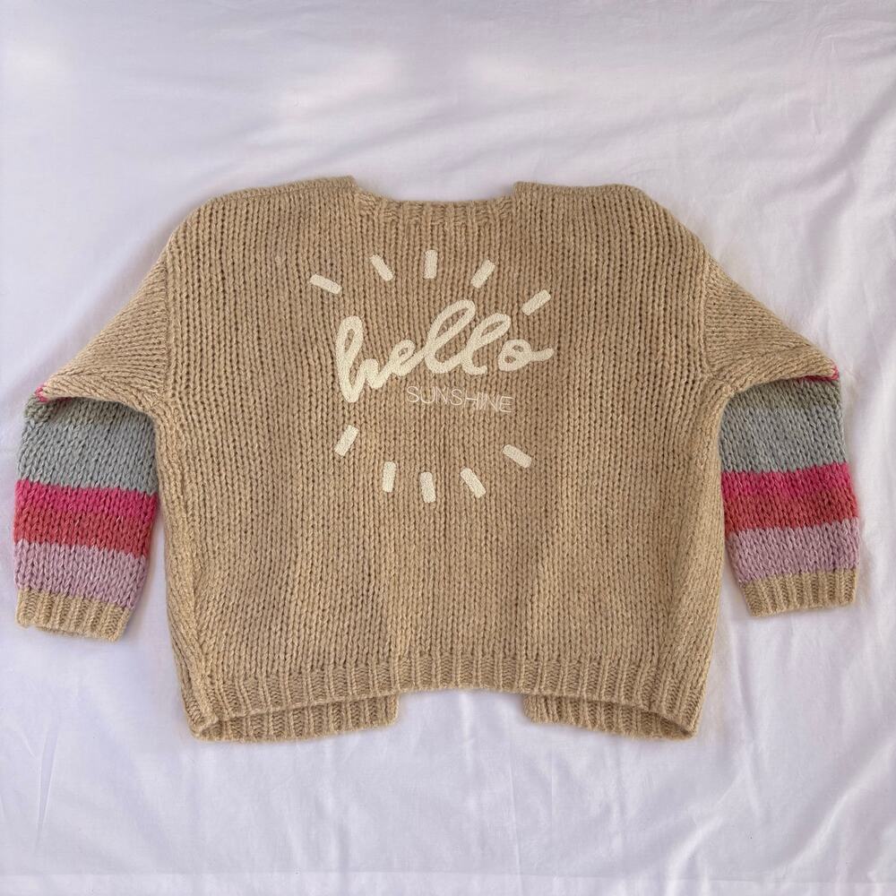 Saltwater Luxe x Beachly Hello Sunshine Chunky Knit Cardigan Size L Colorblock